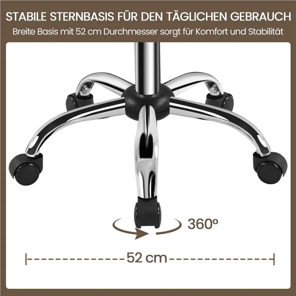 Yaheetech Make-up Kruk met 360° Draaibare Zitting en Wielen - Wit - 52 x 44,5 x 75,5-85 cm
