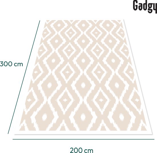 Gadgy Buitenkleed XXL - Vloerkleed Buiten 300x200 cm - Tuintapijt Dubbelzijdig - Picknickkleed Beige Wit - Buitentapijt