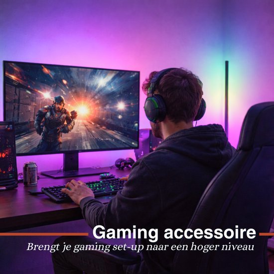 Grundig Hoeklamp - LED - RGB - Muzieksensor - 140 cm - Meerkleurig