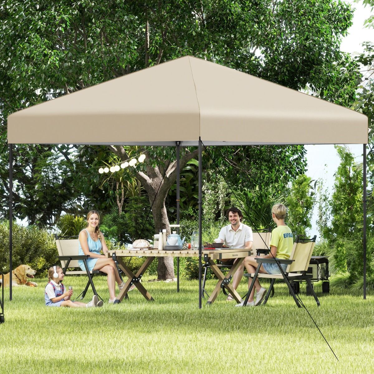 Coast Pop-up Paviljoen - in hoogte verstelbaar - met draagtas - beige - 295 x 295 cm