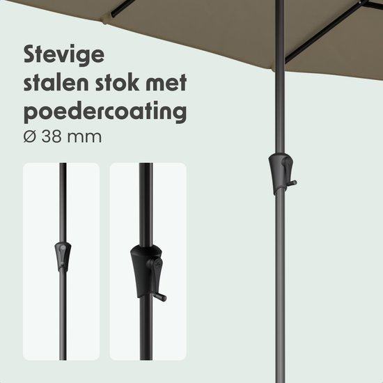 LifeGoods Dubbele Parasol - Tuin - 220x400cm - tot 8 Personen - Waterdicht - UPF50+ - Taupe