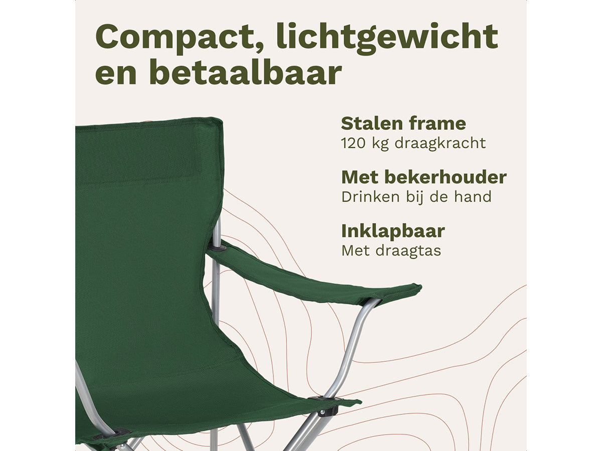 Trvlmore Campingstoelen Basic Set van 2 - Zwart - Lichtgewicht 2,2 kg - Draagvermogen 120 kg