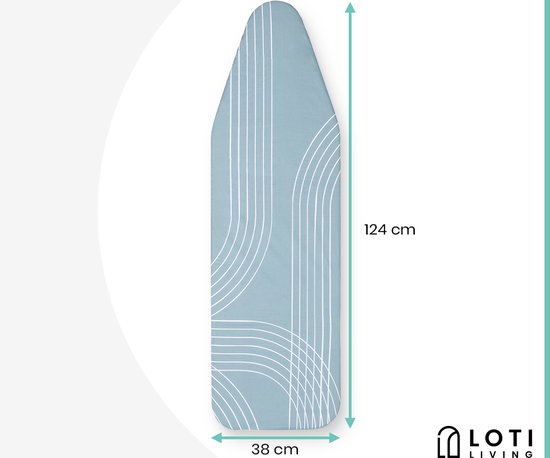 Loti Living Strijkplankhoes 124 x 38 cm - Breeze - Strijkplankovertrek - Complete set - Universeel