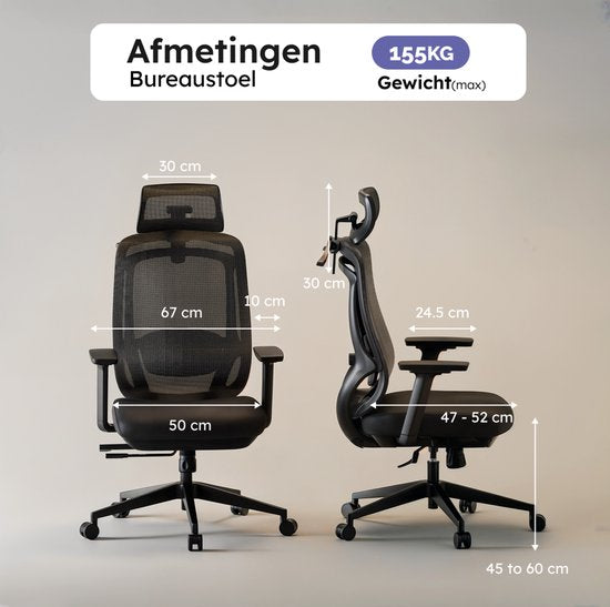 Roveo Ergonomische Bureaustoel - Office Gaming Chair - Volwassenen Game Stoel - Gamestoel - Zwart