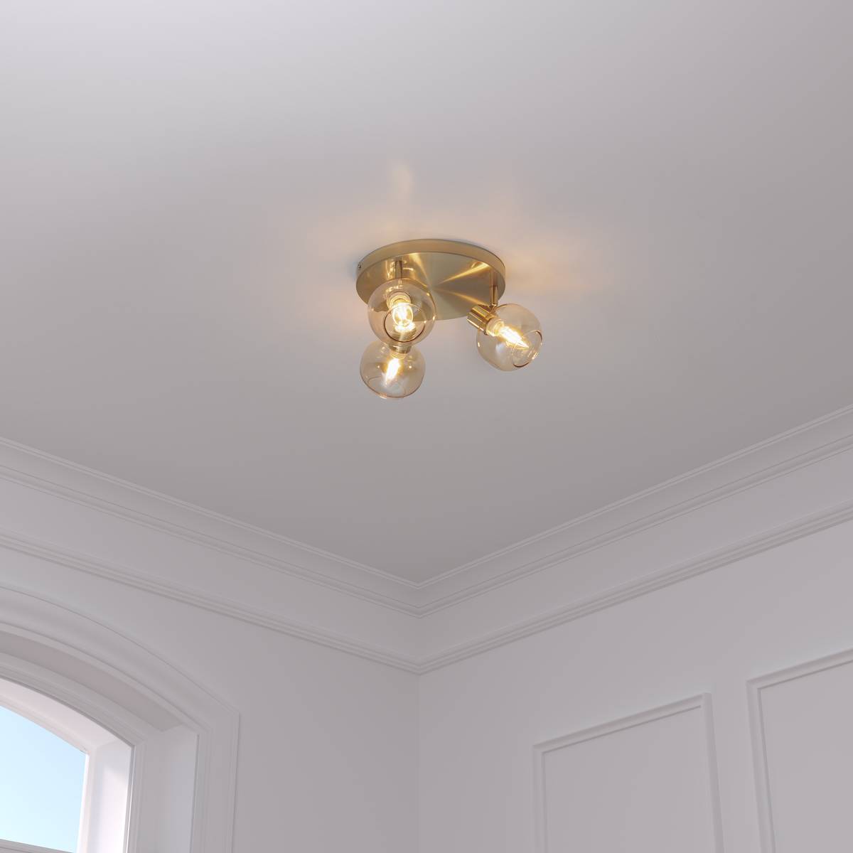 Atmosphera Pilia plafondlamp 3 spots - amber glas - 25 cm