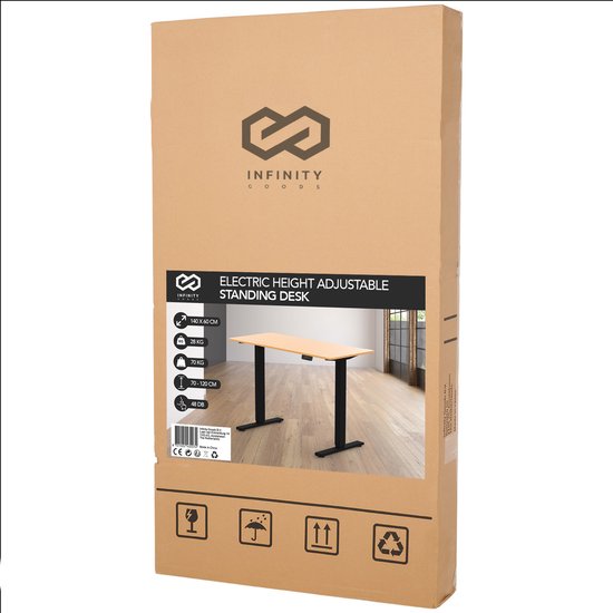 Infinity Goods Zit Sta Bureau Elektrisch Verstelbaar - 140 x 60 CM - Geheugenfunctie - Houtkleur