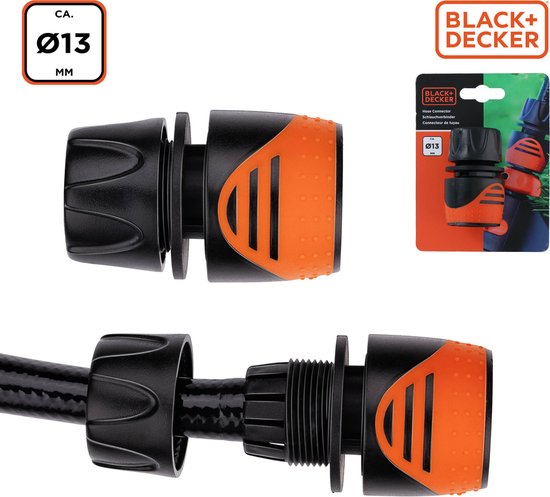 BLACK+DECKER Tuinslang Koppeling 1/2'' - Tuinslangen ⌀13mm - Kunststof - Zwart/ Oranje
