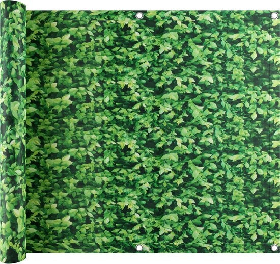 tectake® - Balkondoek balkonreling privacyscherm groene bladeren - 90 cm - 6 meter - 402711