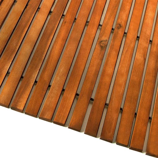 Badmat - Acaciahout Antislip Strepenpatroon 76x50cm - FSC gecertificeerd