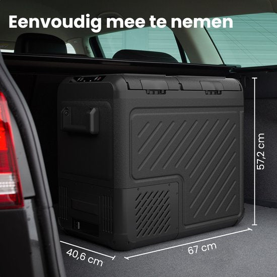 Auronic Koelbox – 2 Koelzones – 55 liter – 67 x 40,5 x 56,7 cm – Zwart/Grijs
