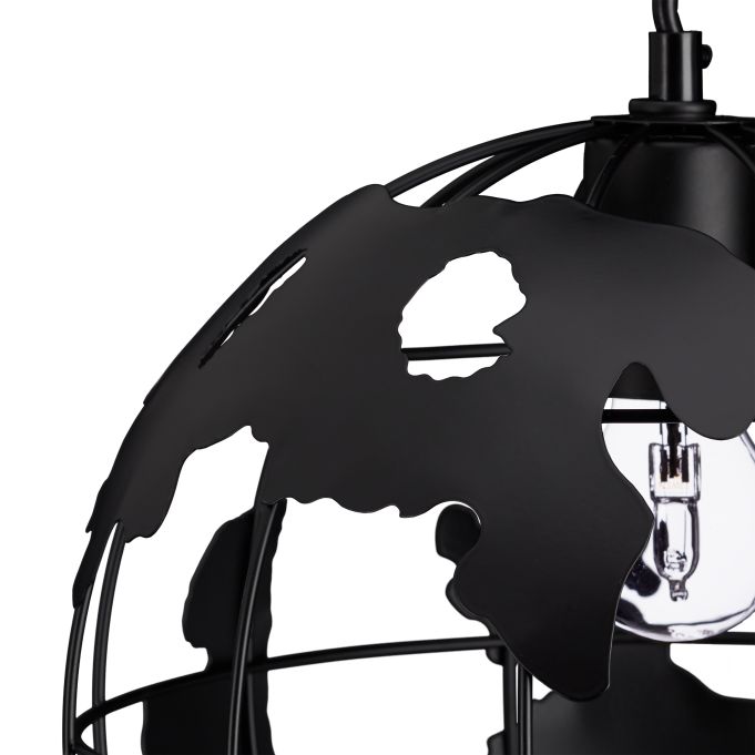 Relaxdays wereldbol hanglamp - Ø 30 cm - In hoogte verstelbaar - Zwart