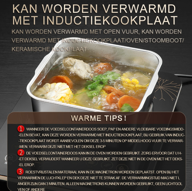 Maxcook RVS Voedselcontainers Set van 4 - Zilver - 304 Roestvrij Staal