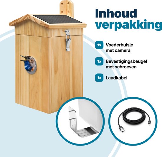 Vogelhuisje met Camera en Audio - Vogelhuisjes Hangend - Hout - Nestkastje - Dubbel zonnepaneel