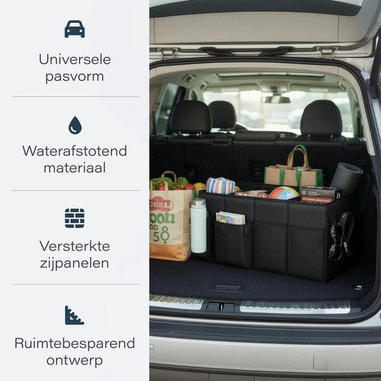 Kofferbak organizer - Compact & Ruim - Auto Accessoires - Autostoel Opbergbox - Voor Achterbank - Zwart - Luft