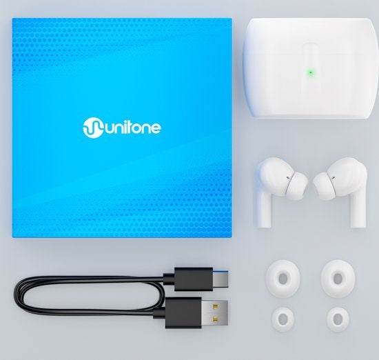 Unitone Go Draadloze Oordopjes - Bluetooth Oortjes - Earpods - Geschikt voor Apple & Android - Wit
