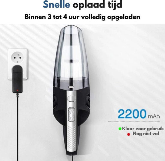 Turbo-7 Kruimelzuiger Snoerloos - Handstofzuiger - Zwart / Grijs - Incl. opzetstukken