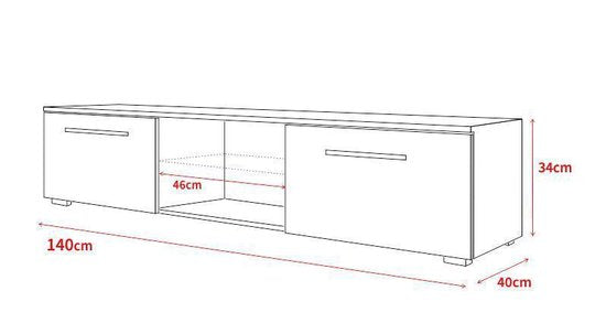 TV meubel TV kast Tenus zonder LED verlichting body wit front hoogglans wit