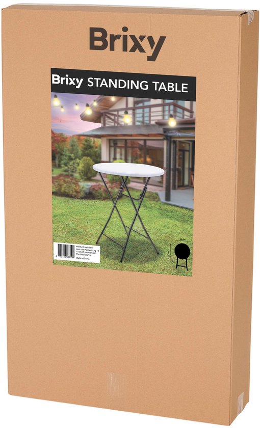Brixy 2 Stevige Statafels - Partytafel - Robuust en Weersbestendig - Inklapbaar - 80cm x 110cm - Feest - Wit/Grijs