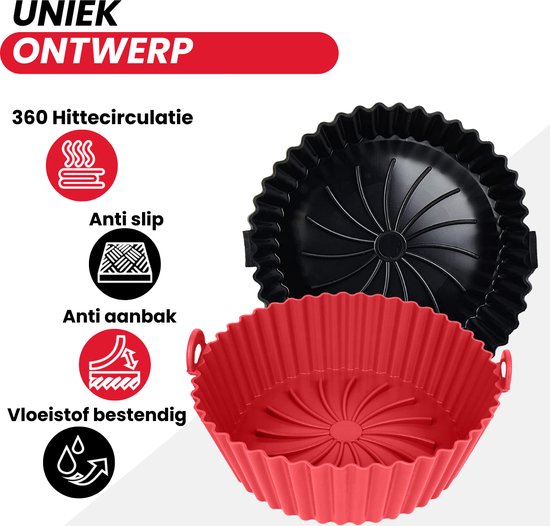 VAIVE Siliconen Bakje Geschikt Voor Airfryer ⌀ 20 - Bakpapier Alternatief - Accessoires - Bakvorm - Bakjes - XXL