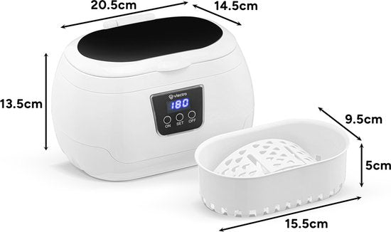 Vlectro Ultrasoon Reiniger - 600 ml - Compact - USB-oplaadbaar - 43 kHz