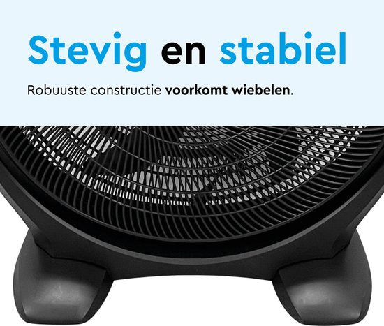 BRASQ Vloerventilator - 50 cm - Zwart - 3 snelheden - Ventilator Staand - Verstelbaar - 90 Watt