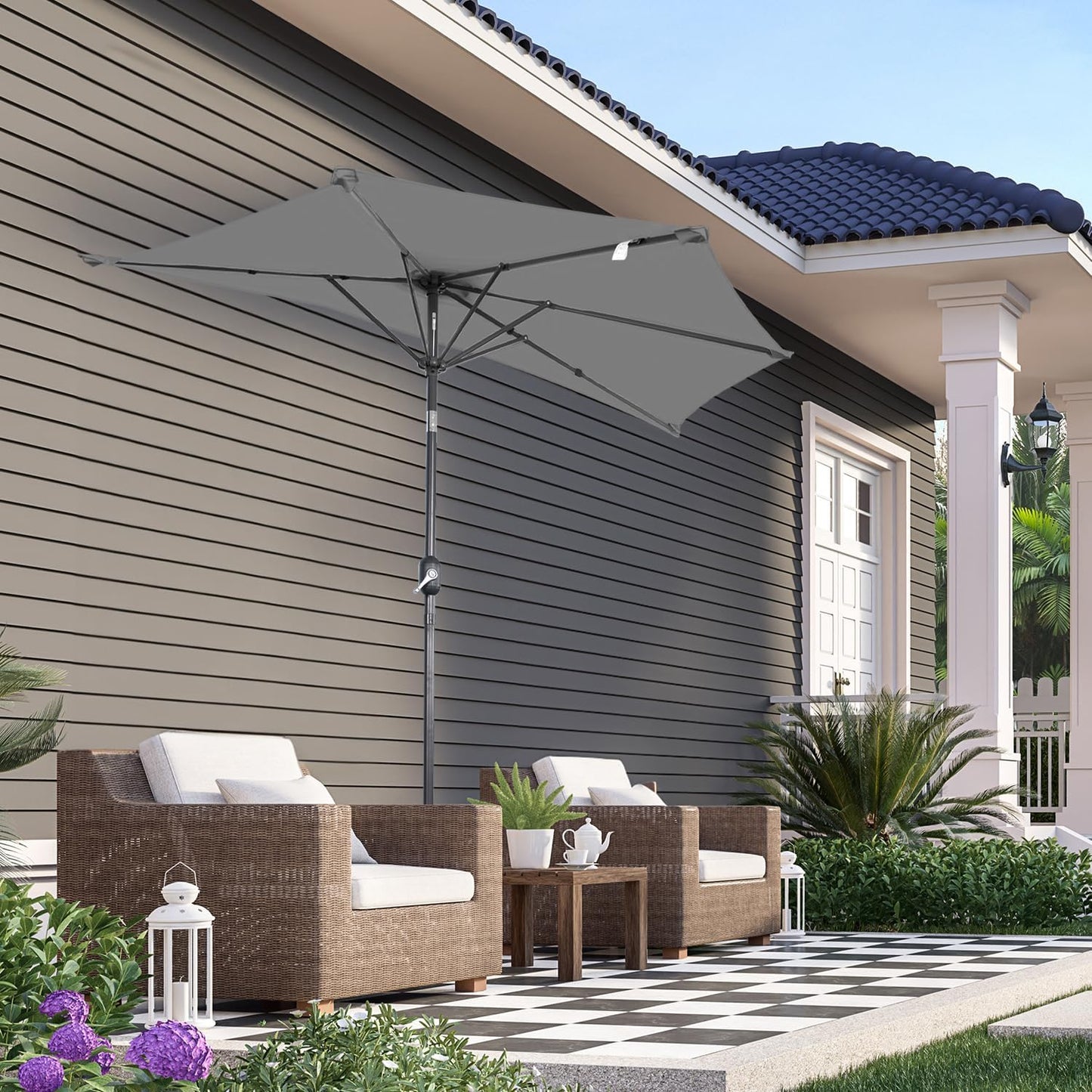 Angel Living Balkonparasol - Halfrond - 265 x 130 cm - Grijs