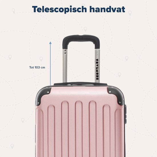 TRVLMORE Kofferset - 3 Delig - 38L Handbagage + 70L en 110L Ruimbagage - Lichtgewicht - Trolley - Reiskoffer Set - Roségoud