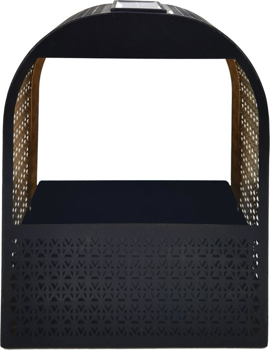 Gadgy Solar Wandlamp met Uitneembare Bloembak – Tuinverlichting op Zonneenergie – Warm Wit LED – 30x25 cm – Zwart Metaal