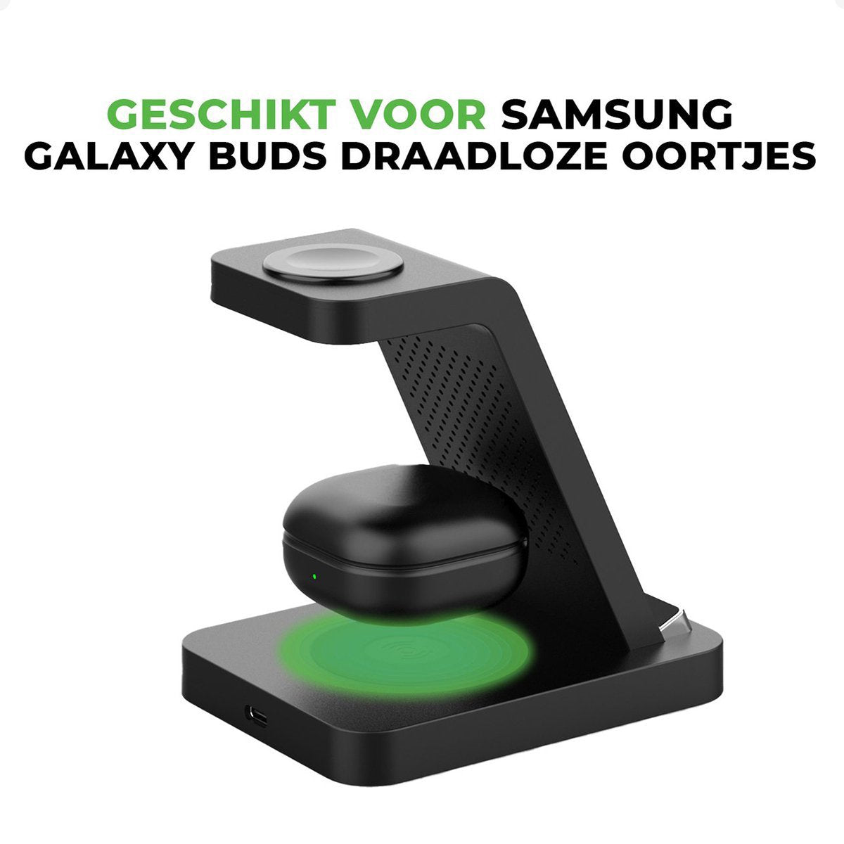 iSetchi Draadloos 3-in-1 Oplaadstation - LED-indicator - 15W Snelladen - Zwart