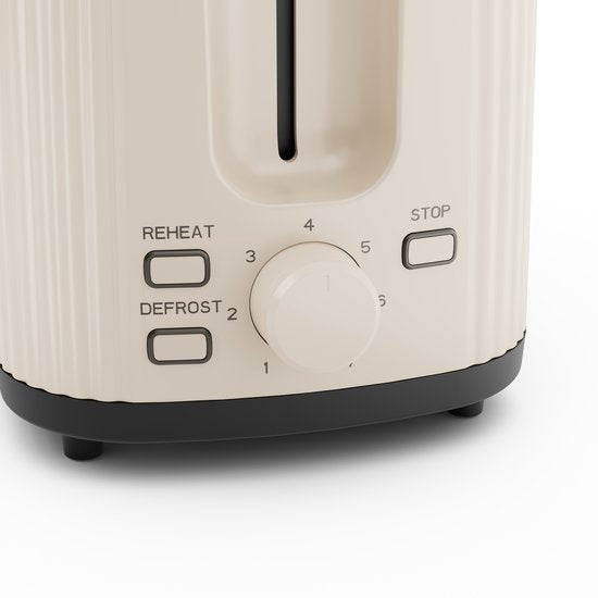 Princess Broodrooster Wave 142337 - Beige - Retro - Compact - 7 Instelbare standen - 930 Watt