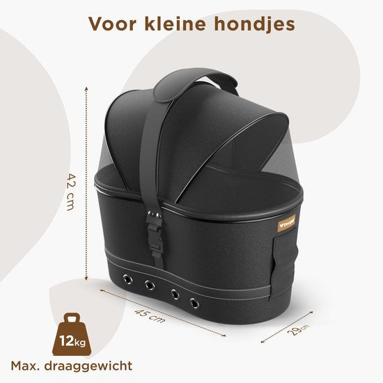 TrevoPet® Hondenfietsmand Achterop - 2-in-1 Fietsmand Hond & Draagtas - Geschikt voor Alle Fietsen - Tot 12 kg - Stevig Oxford Materiaal