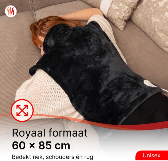Seranova Verzwaard Elektrisch Warmtekussen voor Rug, Schouders en Nek - Heating Pad - Verwarmingskussen - 1.3KG - 100w - Grijs