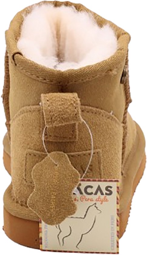 Alpacas Footwear - Dames - Echt suéde korte laarzen met stoere naad - Gevoerd met 100% zachte lamswol - Chestnut - 36