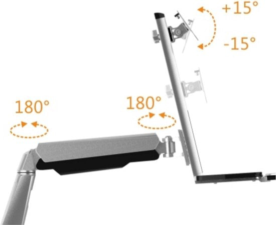 VDD Gaming - Monitorbeugel met toetsenbord - 13 tot 32 inch - Zilver
