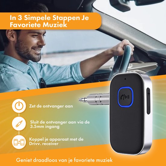 Bluetooth Receiver - 16 uur draadloos - BT 5.0 - 3.5MM AUX - Bluetooth Ontvanger - Bluetooth Receiver Auto
