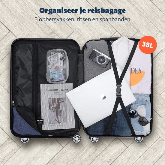 TRVLMORE Handbagage Koffer met Wielen - Cijferslot - 54x36x20cm - 38L - Donkergrijs