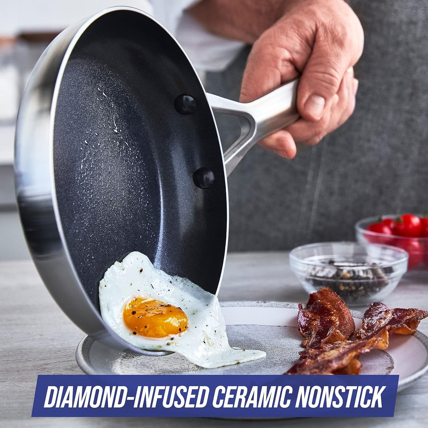 Blue Diamond Pannenset - 2 Stuks - Pfas Vrij - Ø24 & Ø26 cm - RVS