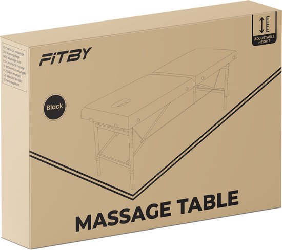Fitby Massagetafel - Massagetafel Inklapbaar - Behandeltafel - Hoogte verstelbaar - 185x60cm- Zwart