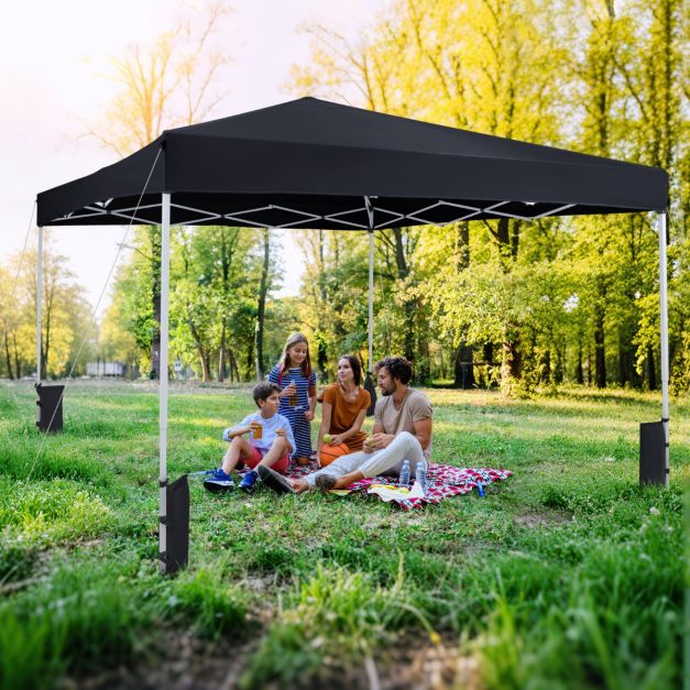 Coast Pop-Up Partytent 290 × 290 cm – Opvouwbaar Paviljoen met 3 Hoogtestanden, Draagtas, Scheerlijnen & Grondpennen – Zwart