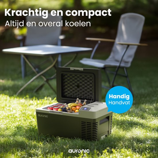 Auronic Elektrische Koelbox - Frigobox - Compressor - 12V 230 Volt - Auto - 20L - Zwart/Grijs