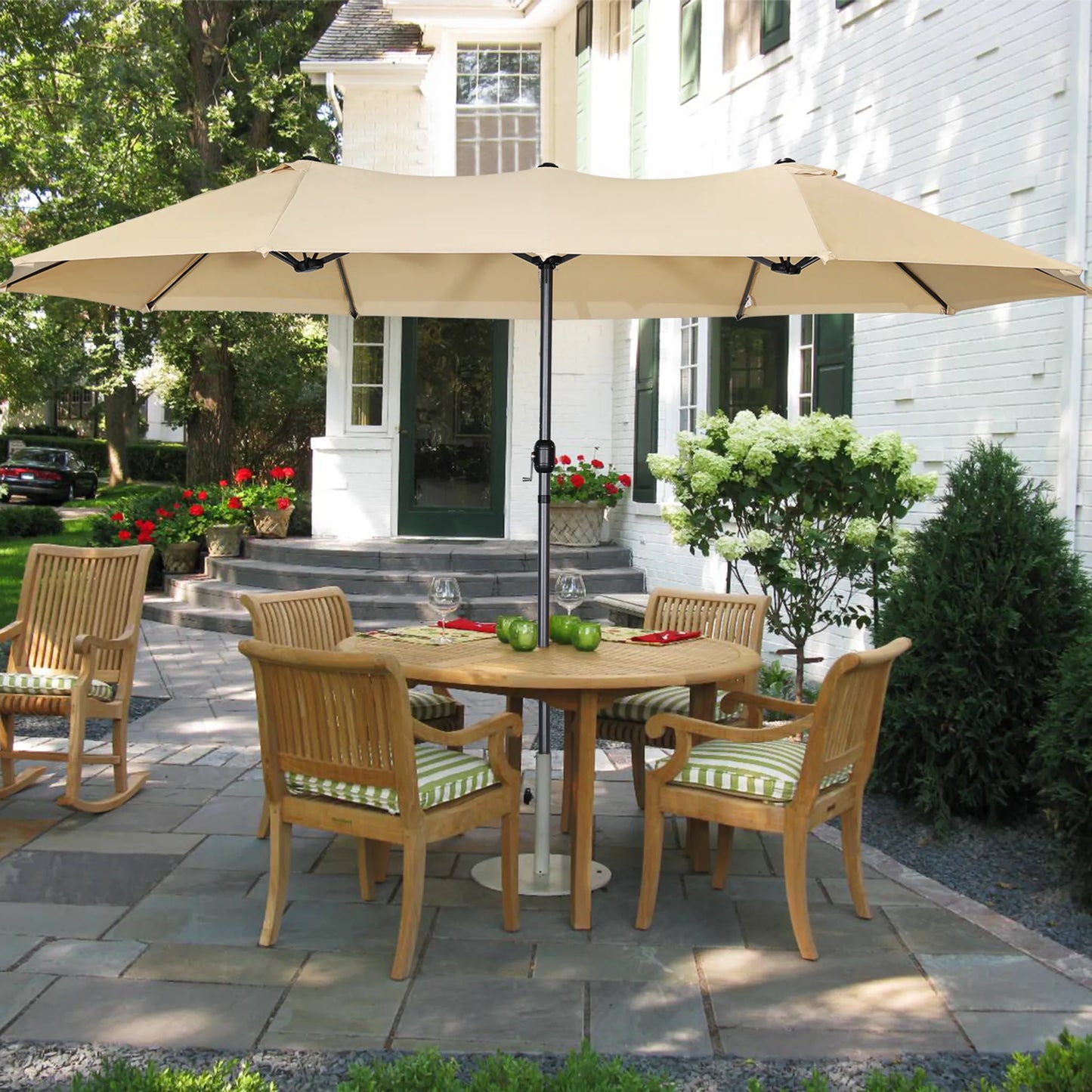 Angel Living Dubbele parasol - 460 x 270 cm - met draaislinger - UPF 50+ - beige