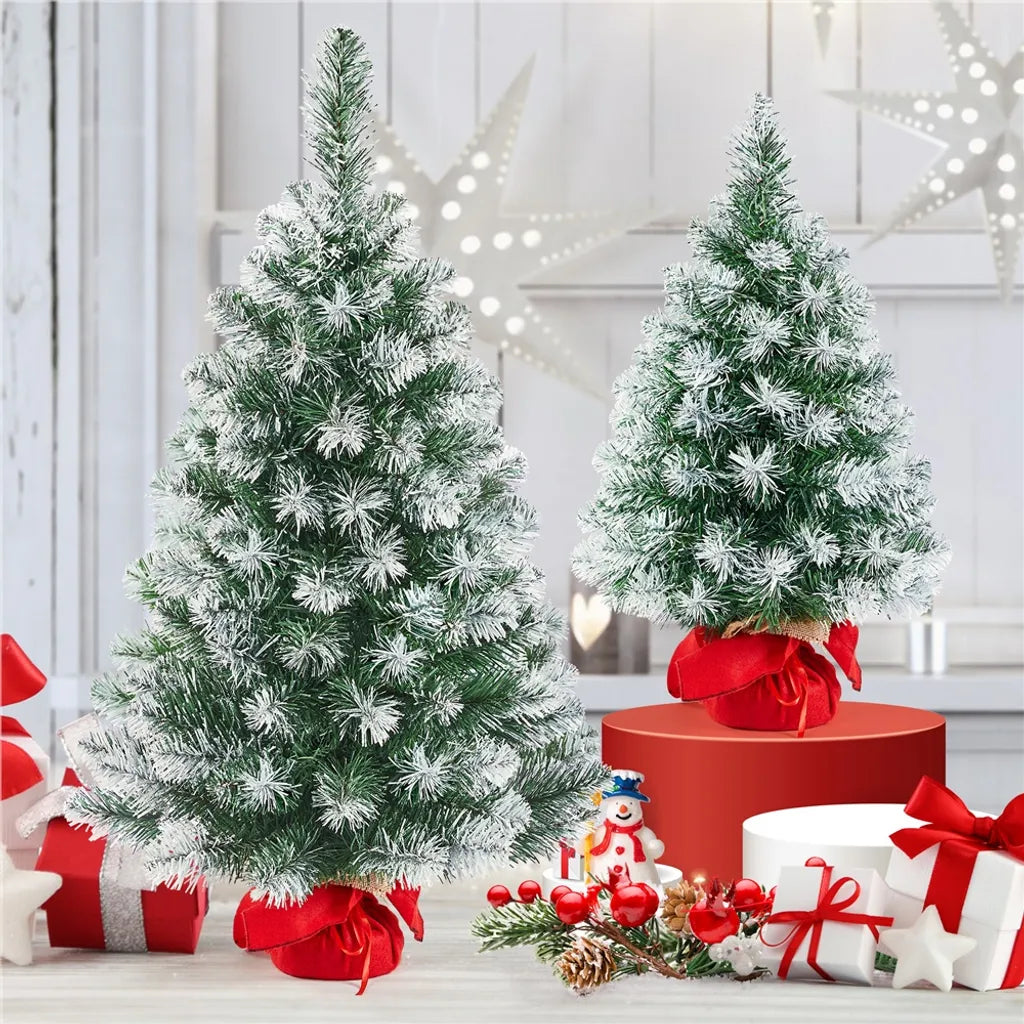 Yaheetech Kunstkerstboom - 90 cm - Sneeuweffect - Tafelmodel - 96 Takpunten - Standaard - Groen