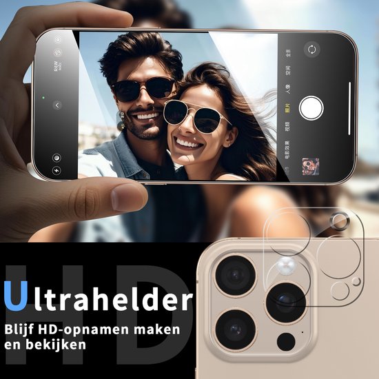 Podec Screenprotector en Camera Lens Protector geschikt voor iPhone 16 Pro Max - Gehard Beschermglas - Transparant en Krasbestendig - Tempered Glass Screen Cover - 3 + 3 Stuks