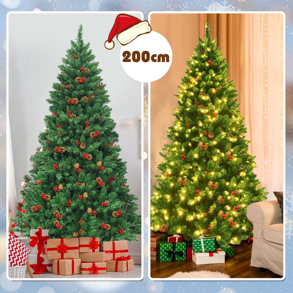 Coast Kunstkerstboom MET Dennenappels en Rode Bessen - Groen - 200 cm