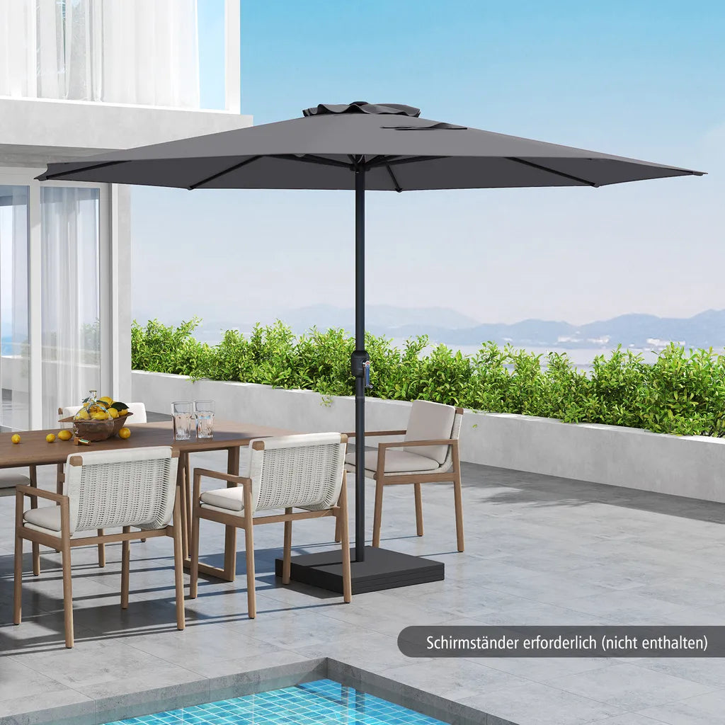 Coast Tuinparasol 350 cm - Antraciet - Met Slinger en 8 Metalen Baleinen