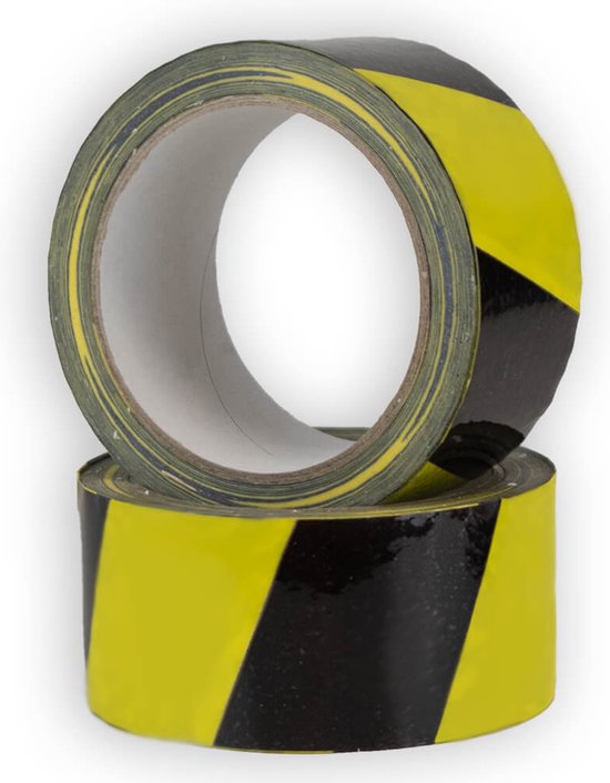 Perel Signalisatietape, voor waarschuwings- en markeringstoepassingen, op rol, zwart/geel, 5 cm x 33 m