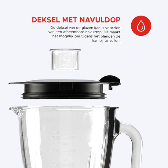 Bourgini Retro Blender - 5 snelheden en pulsfunctie - 1,5 Liter - Blender Smoothie - 500 Watt - Zwart