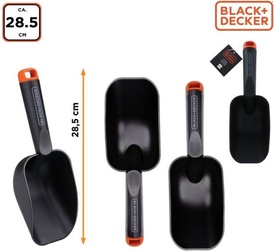 BLACK+DECKER Tuinschepje - Ronde Afwerking - Diepe Bodem - 28,5 CM - Zwart