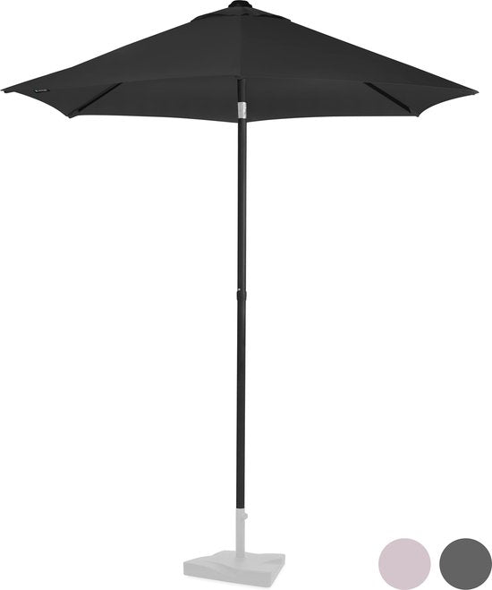 VONROC Premium Parasol Torbole – Ø200cm - Duurzame stokparasol – UV werend doek - Antra-ciet/Zwart – Incl. beschermhoes