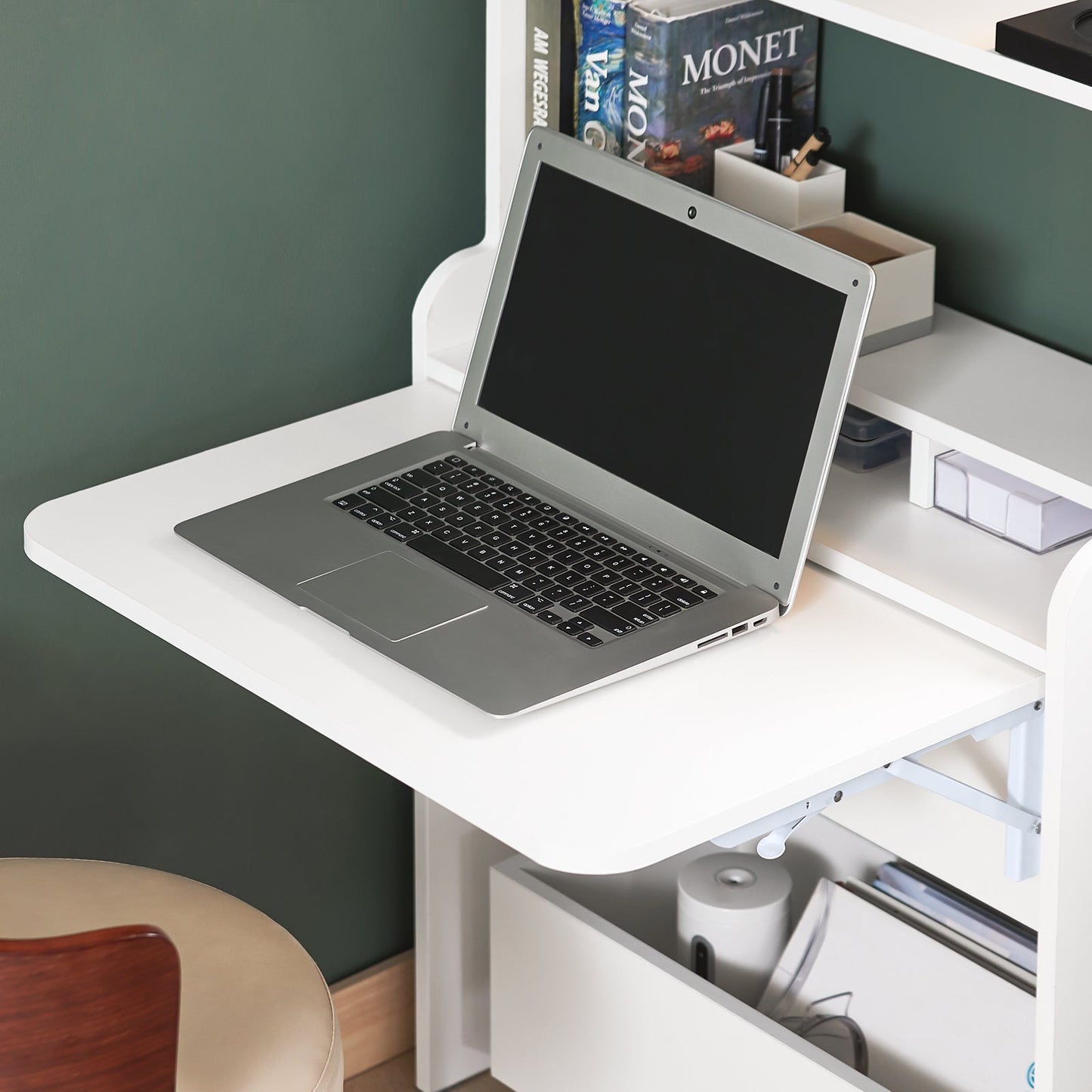 SoBuy Opklapbaar Bureau FWT105-W - 64 x 62 x 98 cm - Wit